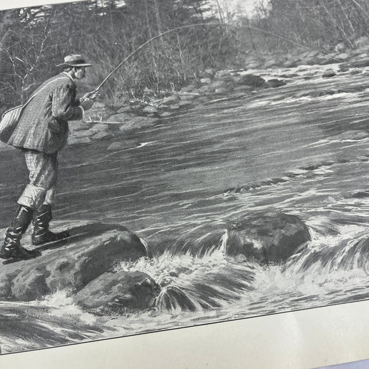 Trout Fishing - Fly Fishing - Original 1904 A.B. Frost Art Print V14-3