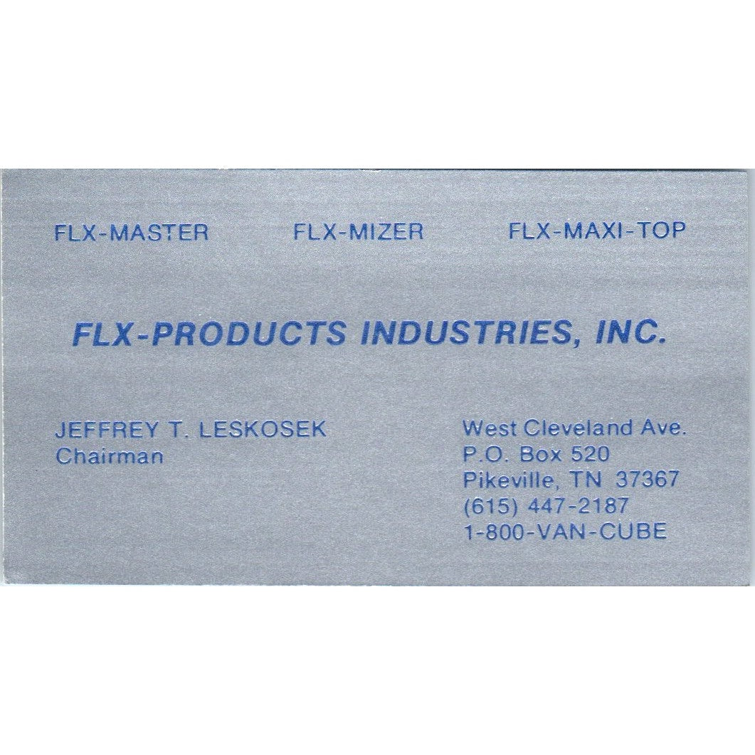 Flx-Products Industries Jeffrey T Leskosek Pikeville TN Business Card SD8-B19