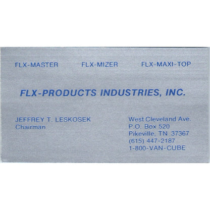 Flx-Products Industries Jeffrey T Leskosek Pikeville TN Business Card SD8-B19