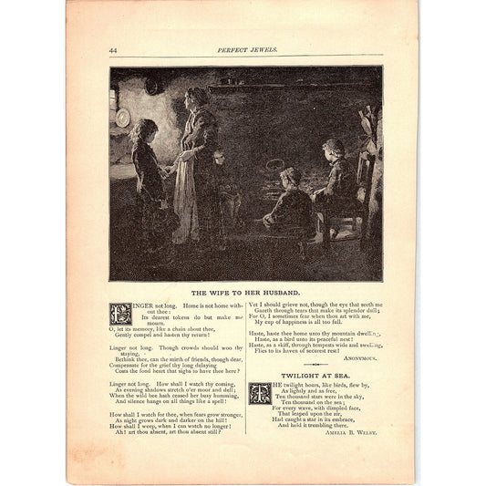 The Wife To Her Husband, Life's Cost Jane Ellice Hopkins 1884 Poem TA5-CJ-3