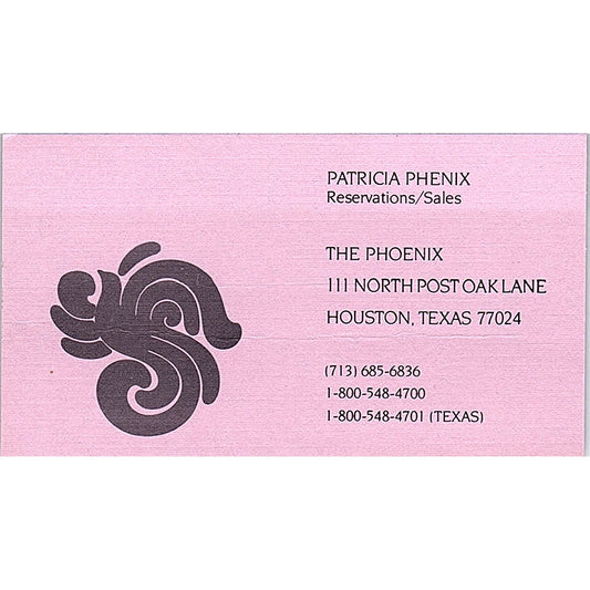 The Phoenix Patricia Phenix Houston Vintage Business Card SC9-B1