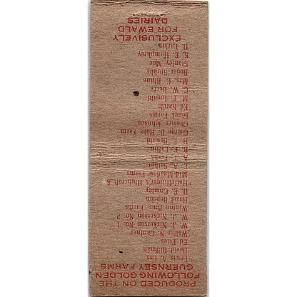 Ewald Bros Golden Guernsey Milk Minneapolis Vintage Matchbook Cover SF3-Y2