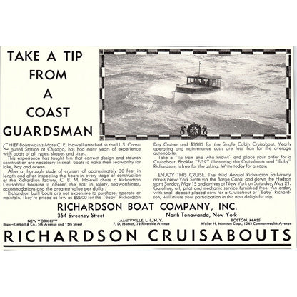 Richardson Boat Company Cruisabout Yachts North Tonawanda NY 1932 AG2-7