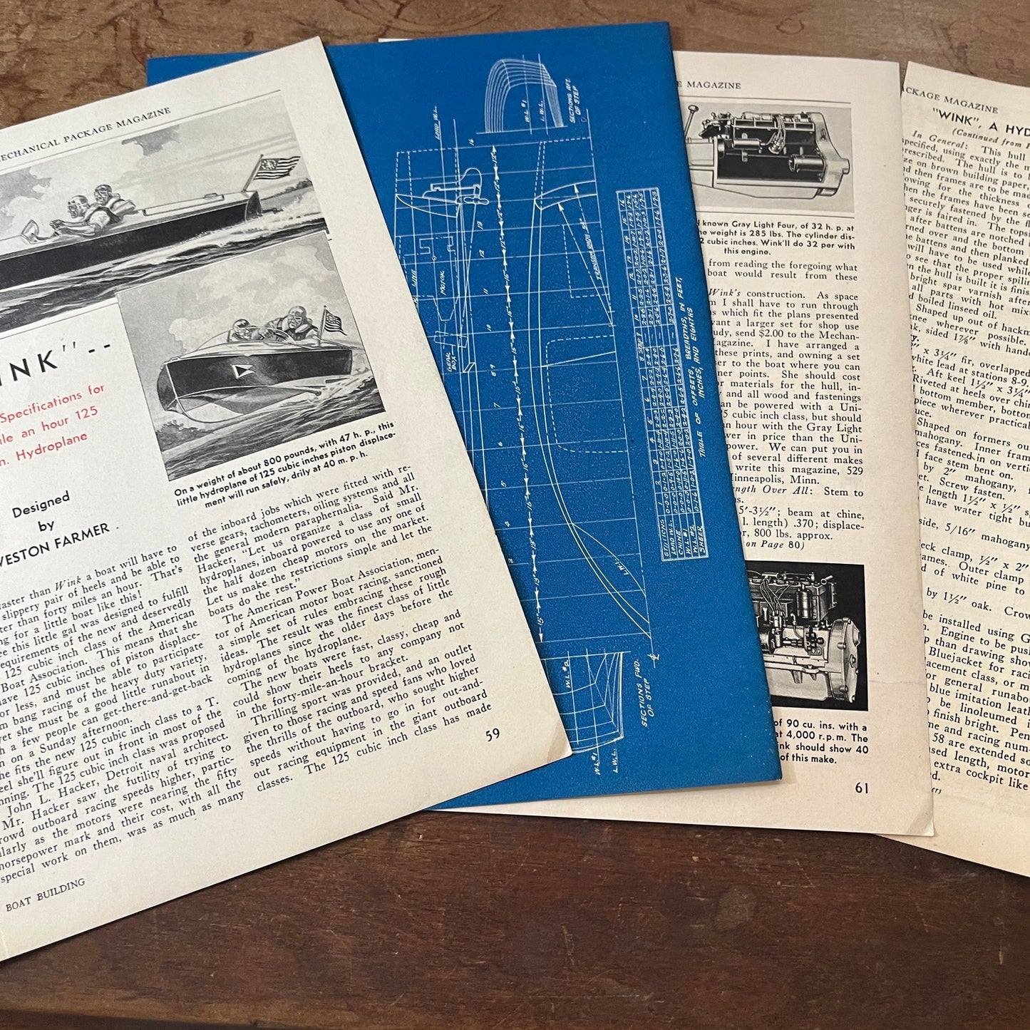 Plans & Specs for 40mph Hydroplane Weston Farmer 4 Pages 1931 Article AG1-13