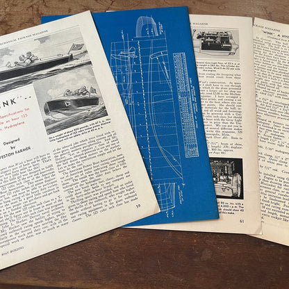 Plans & Specs for 40mph Hydroplane Weston Farmer 4 Pages 1931 Article AG1-13