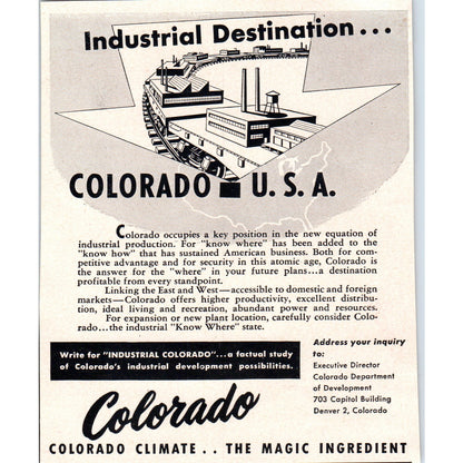 Colorado USA - Industrial Destination 1951 Magazine Ad AF1-MF1