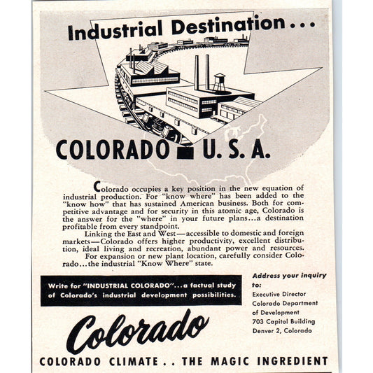 Colorado USA - Industrial Destination 1951 Magazine Ad AF1-MF1