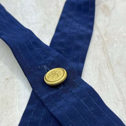 Retro Navy Blue Cross Tie With Gold Button Necktie Tie TJ4-T1