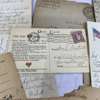 Huge Lot 1918 WWI Letters Ephemera Chester Bostwick 304 Engineers Lancaster TA9