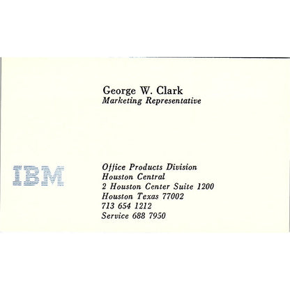 IBM George W Clark Houston Texas Vintage Business Card SB4-B1