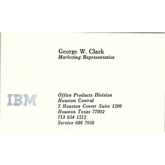 IBM George W Clark Houston Texas Vintage Business Card SB4-B1