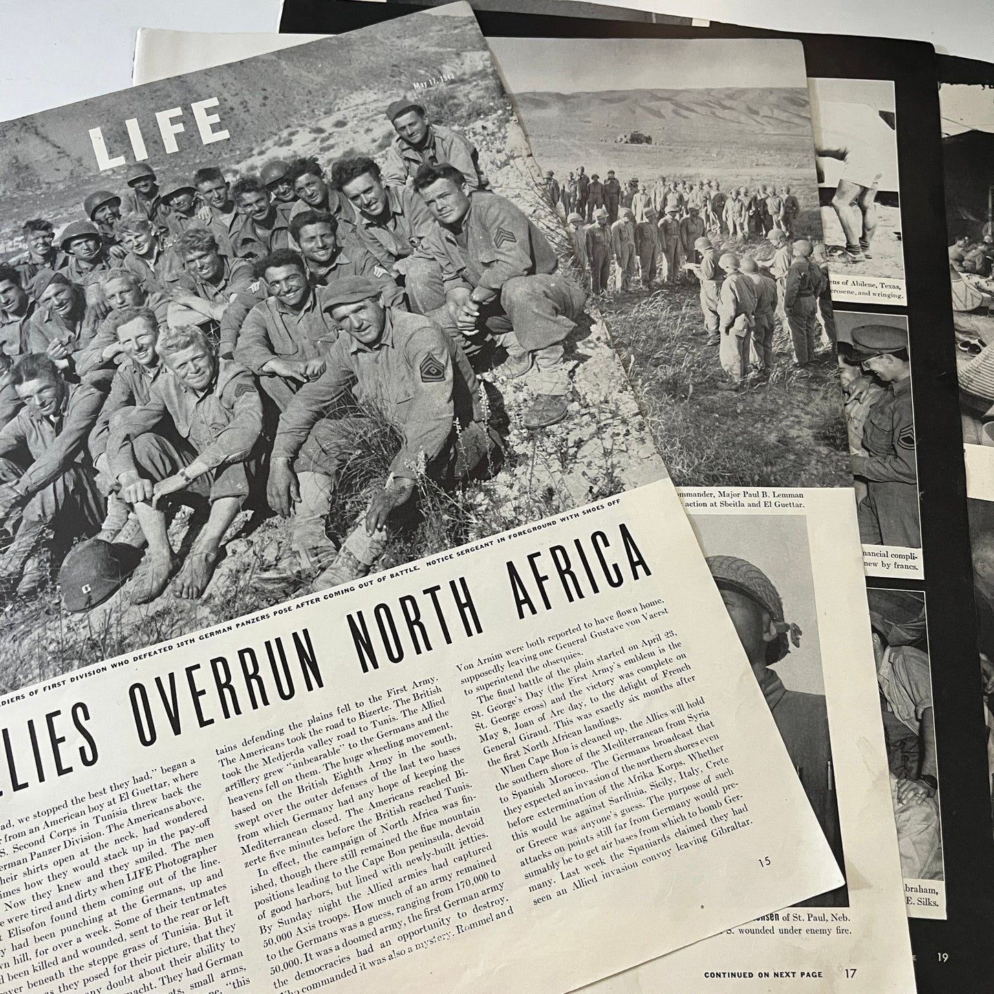 Allies Overrun North Africa 1st Division 4 Pages 1940s WWII Era Article V29-5
