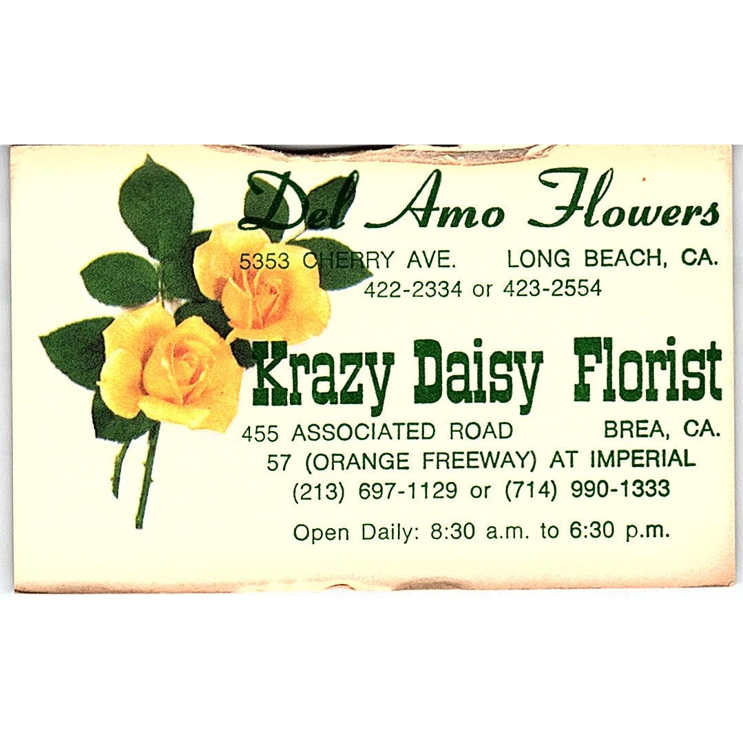 Amo Flowers, Krazy Daisy Florist, Long Beach & Brea, CA Business Card SF3-B8