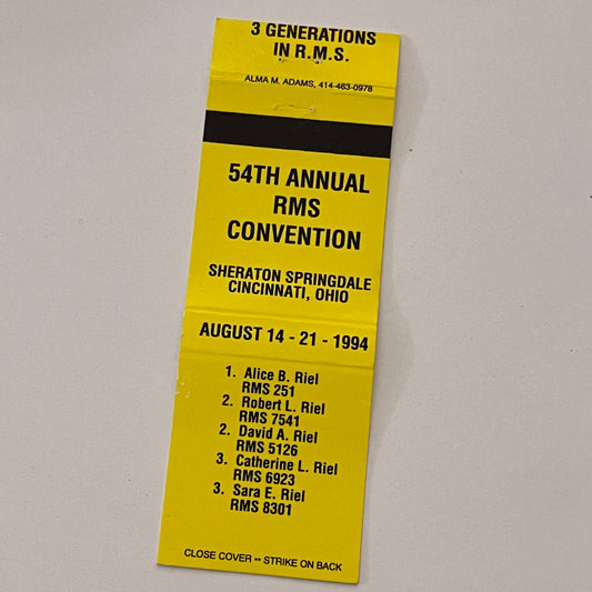 1994 RMS Convention Cincinnati OH Vintage Matchbook Cover MB59-3
