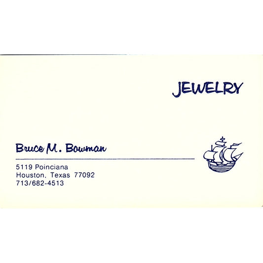 Jewelry Bruce M. Bowman, Houston Texas, Vintage Business Card SF3-B9
