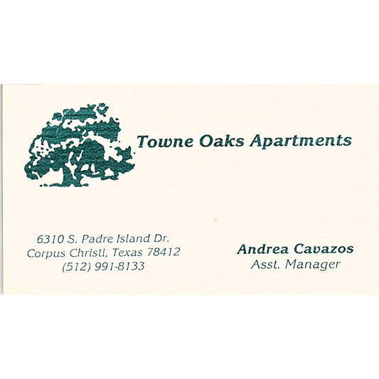Towne Oaks Apartments Andrea Cavazos Corpus Christi Vintage Business Card SC9-B4