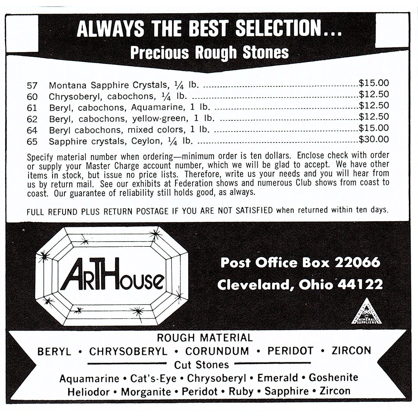 Art House Lapidary Supply Cleveland Ohio 1972 Ad AF8-H2