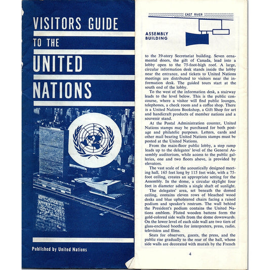 1960 Visitors Guide to the United Nations Vintage Travel Brochure TH2-TB5