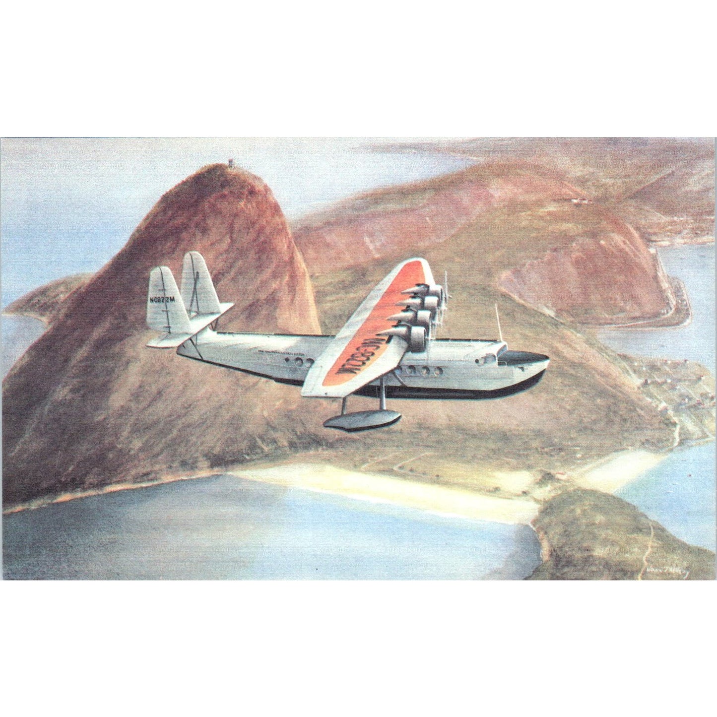 Sikorsky S-42 Pan Am Airlines Illustration Vintage Postcard TG8-PC
