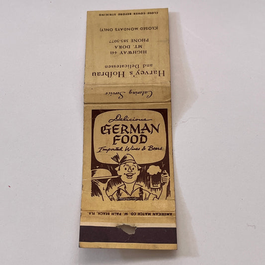 Harvey's Hofbrau German Food Mt. Dora Hwy 441 Vintage Matchbook Cover TB6-MB1-10