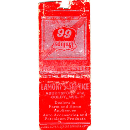 Lamont's Service Abbotsford & Colby Wisconsin Vintage Matchbook Cover SD4-Y7