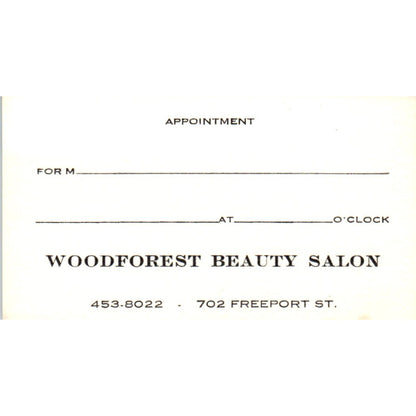 Woodforest Beauty Salon Appointment Houston TX Vintage Business Card SD8-B11