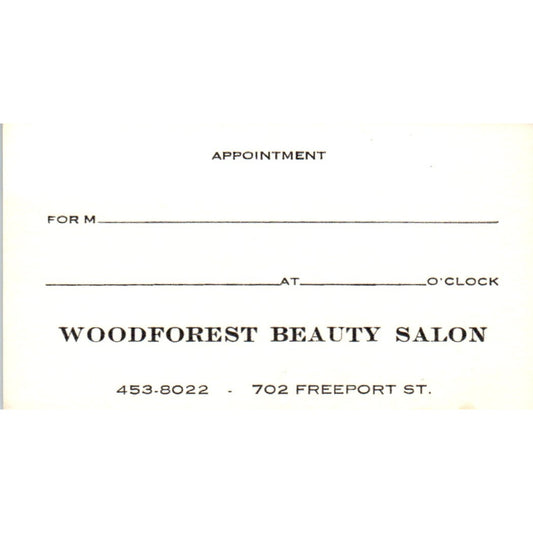 Woodforest Beauty Salon Appointment Houston TX Vintage Business Card SD8-B11