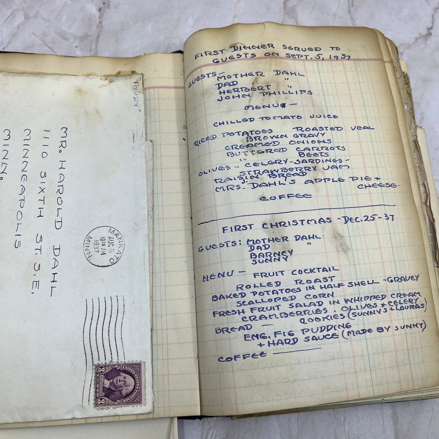 1937 Wedding Scrapbook Diary of Gertrude Barnum Harold Dahl Mankato MN TI9