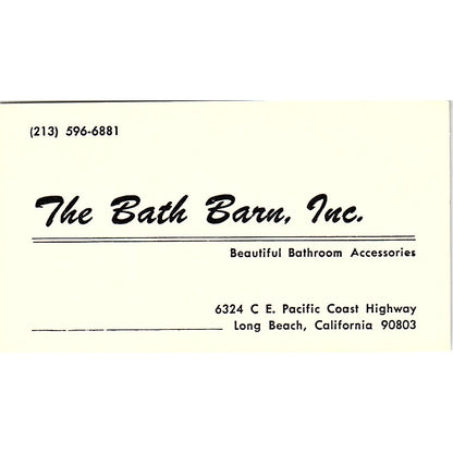 The Bath Barn Bathroom Accessories Long Beach CA Vintage Business Card SB4-B8