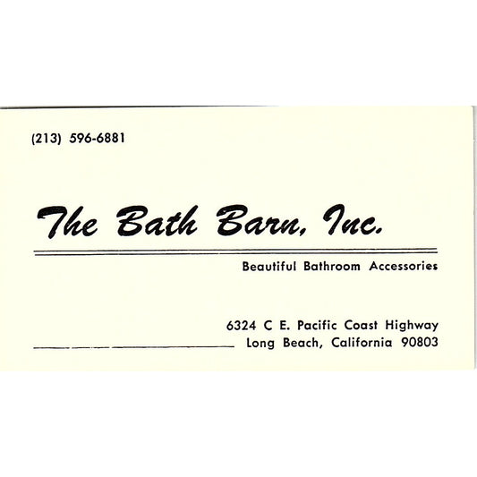 The Bath Barn Bathroom Accessories Long Beach CA Vintage Business Card SB4-B8