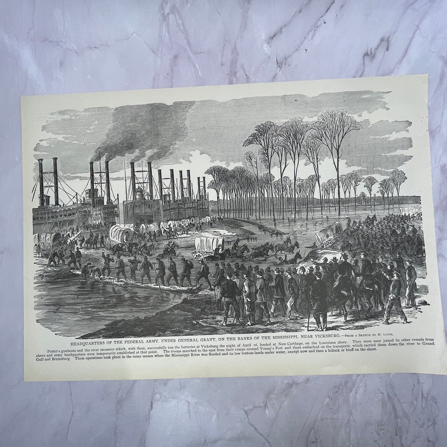 Siege of Vicksburg Fight in Crater of Fort Hill 1890s Engraving V14-6