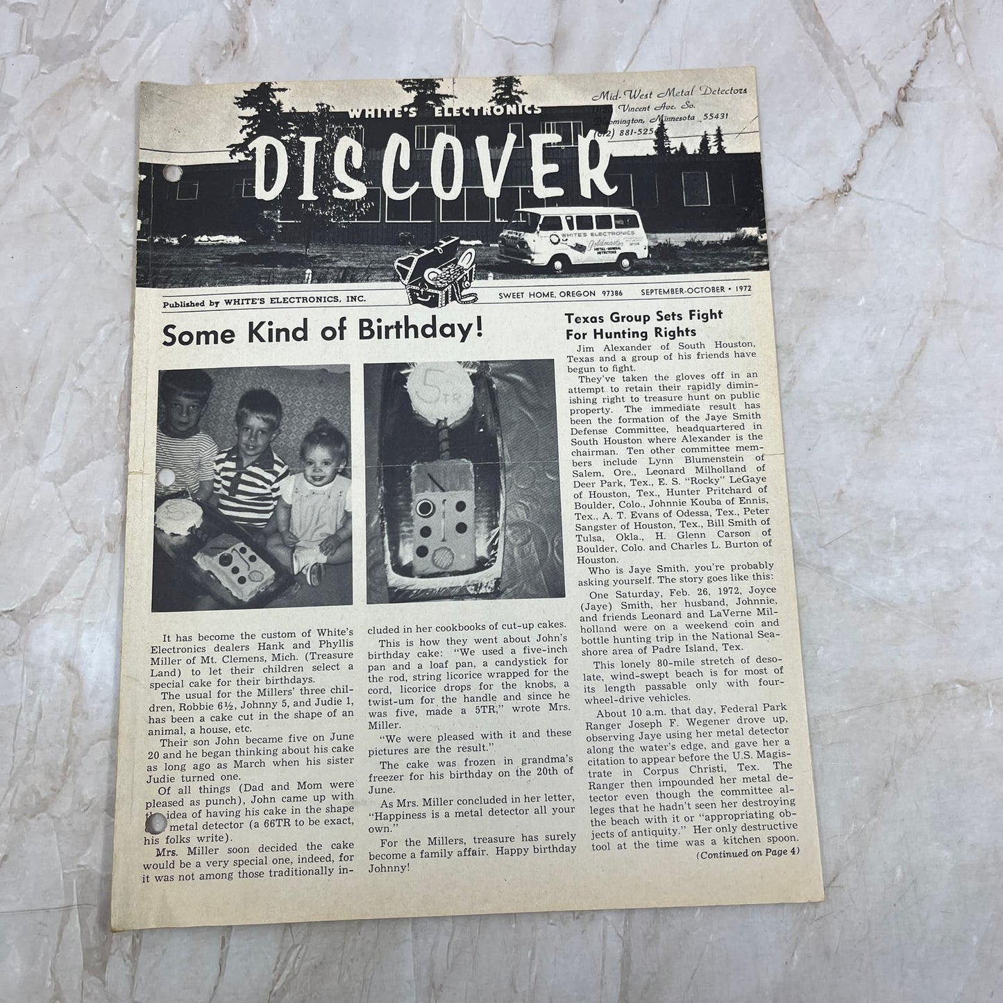 1972 Sep/Oct White's Electronics Discover Newsletter Treasure Hunting OR M19