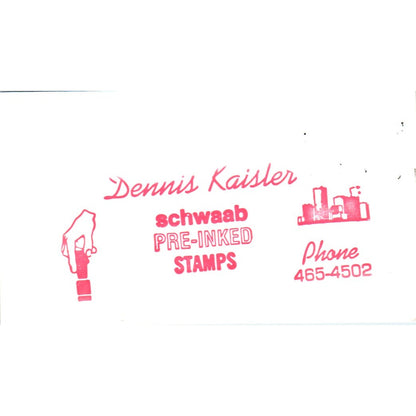 Dennis Kaisler Schwaab Stamp Company Houston TX Vintage Business Card SE3-B5