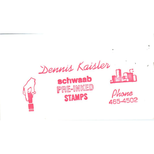 Dennis Kaisler Schwaab Stamp Company Houston TX Vintage Business Card SE3-B5