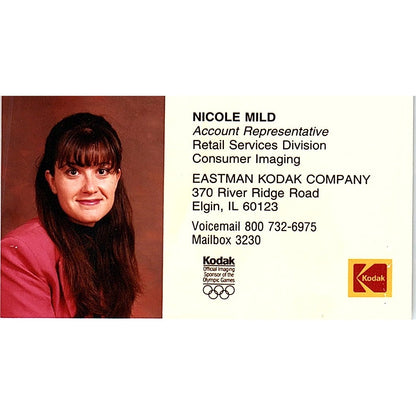 Nicole Mild Eastman Kodak Co Elgin IL Vintage Business Card SC9-B11