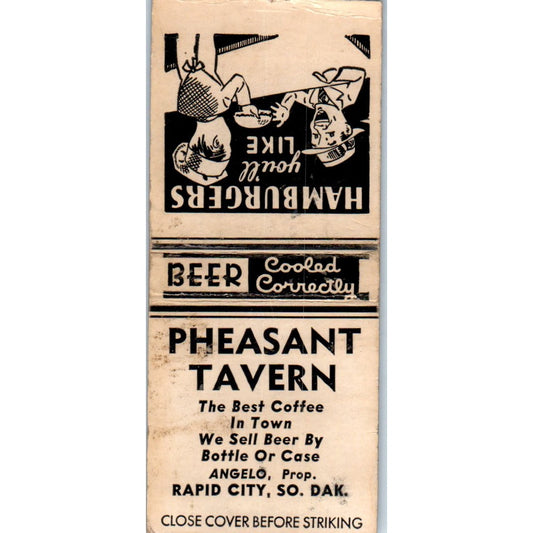 Pheasant Tavern Angelo Rapid City South Dakota Vintage Matchbook Cover SD4-Y13