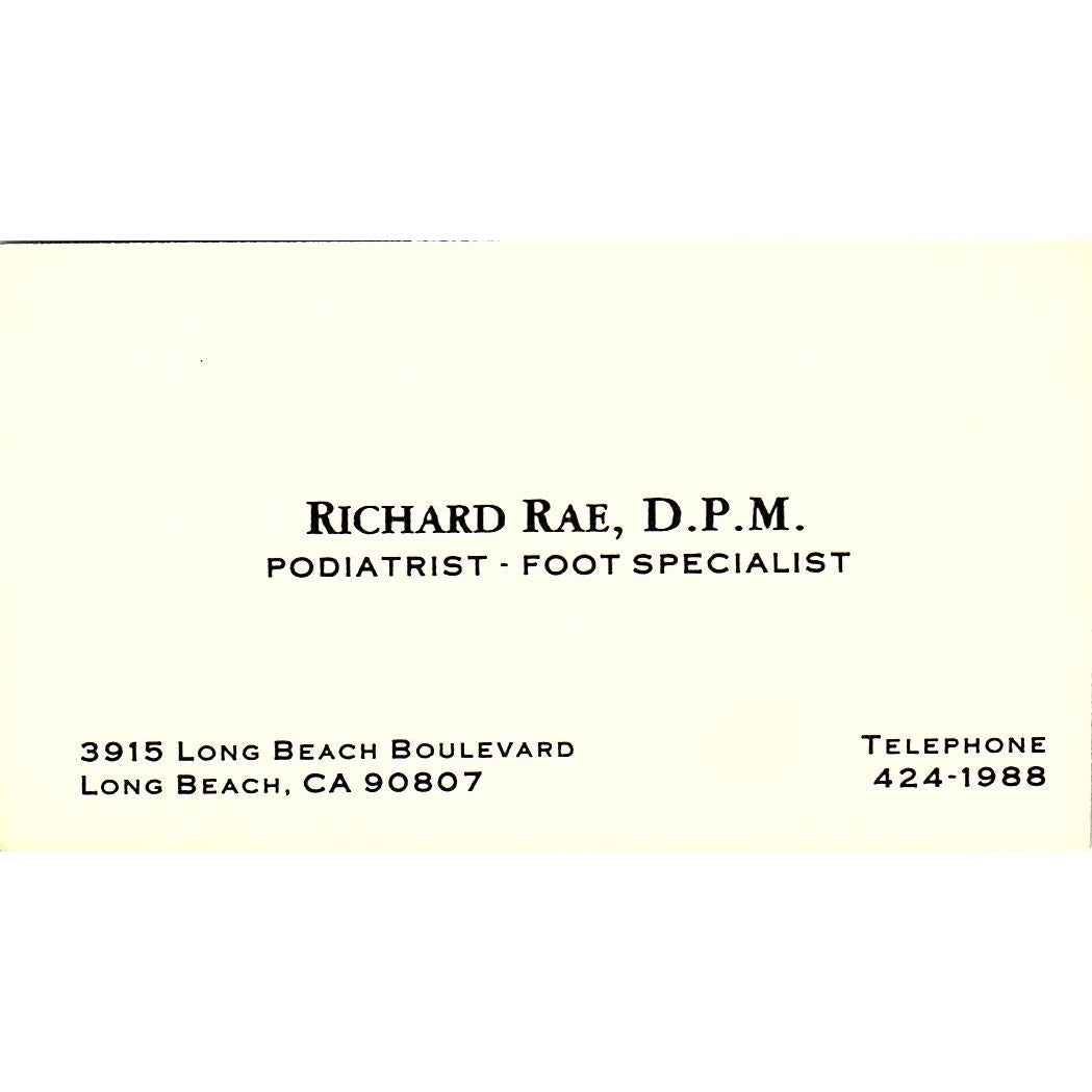 Richard Rae Podiatrist Foot Specialist Long Beach CA Business Card SB4-B1