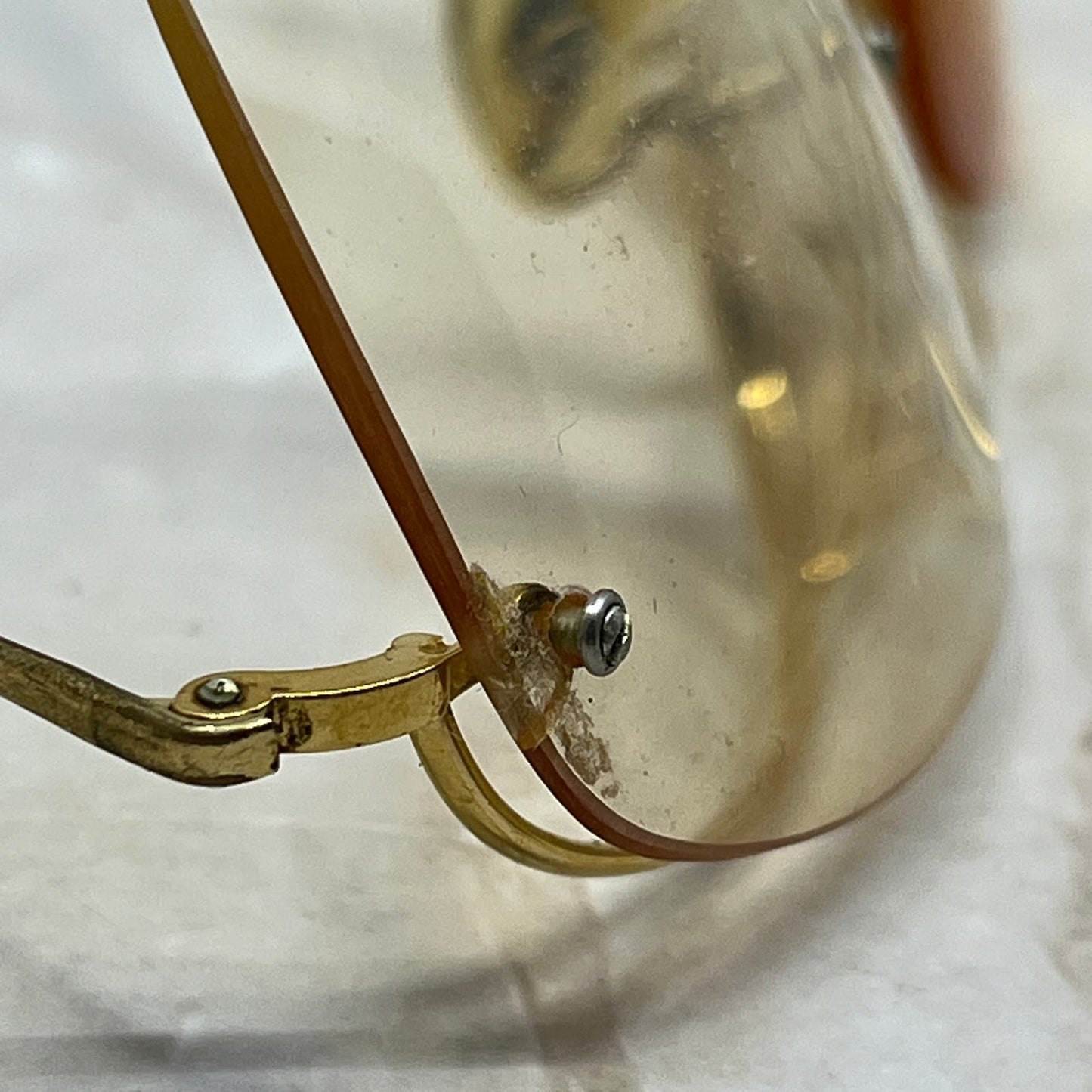 Vintage Aviator Rimless Gold Tone Eyeglasses Frames TD5G1-7
