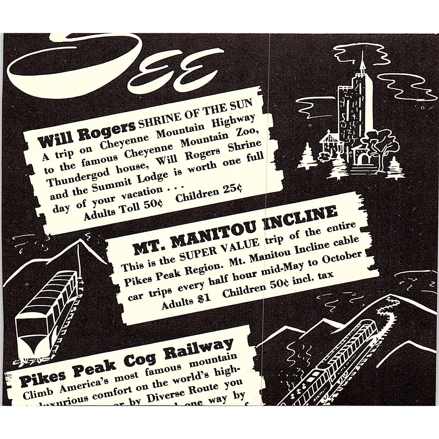 Trailways Motor Tours K.B. Charlesworth Colorado Springs CO 1958 Ad AG1-H4