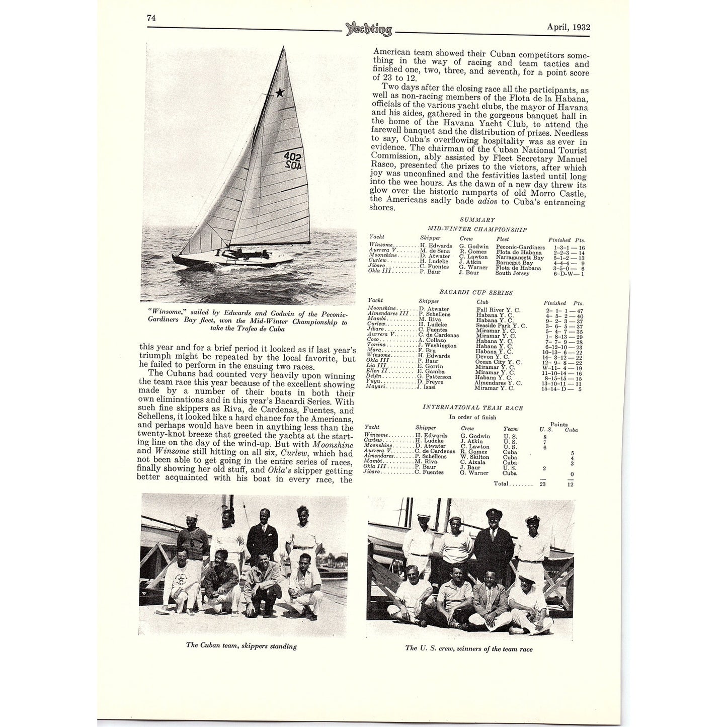 The Stars at Havana Henry A Ludeke 1932 Article V1-4