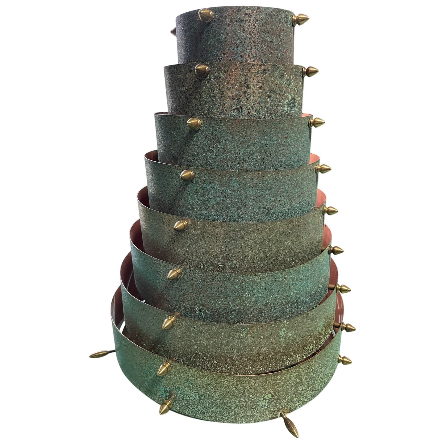 Original Frank Stone Art Hanging Light Fixture Copper Brutalist MCM Signed 14"