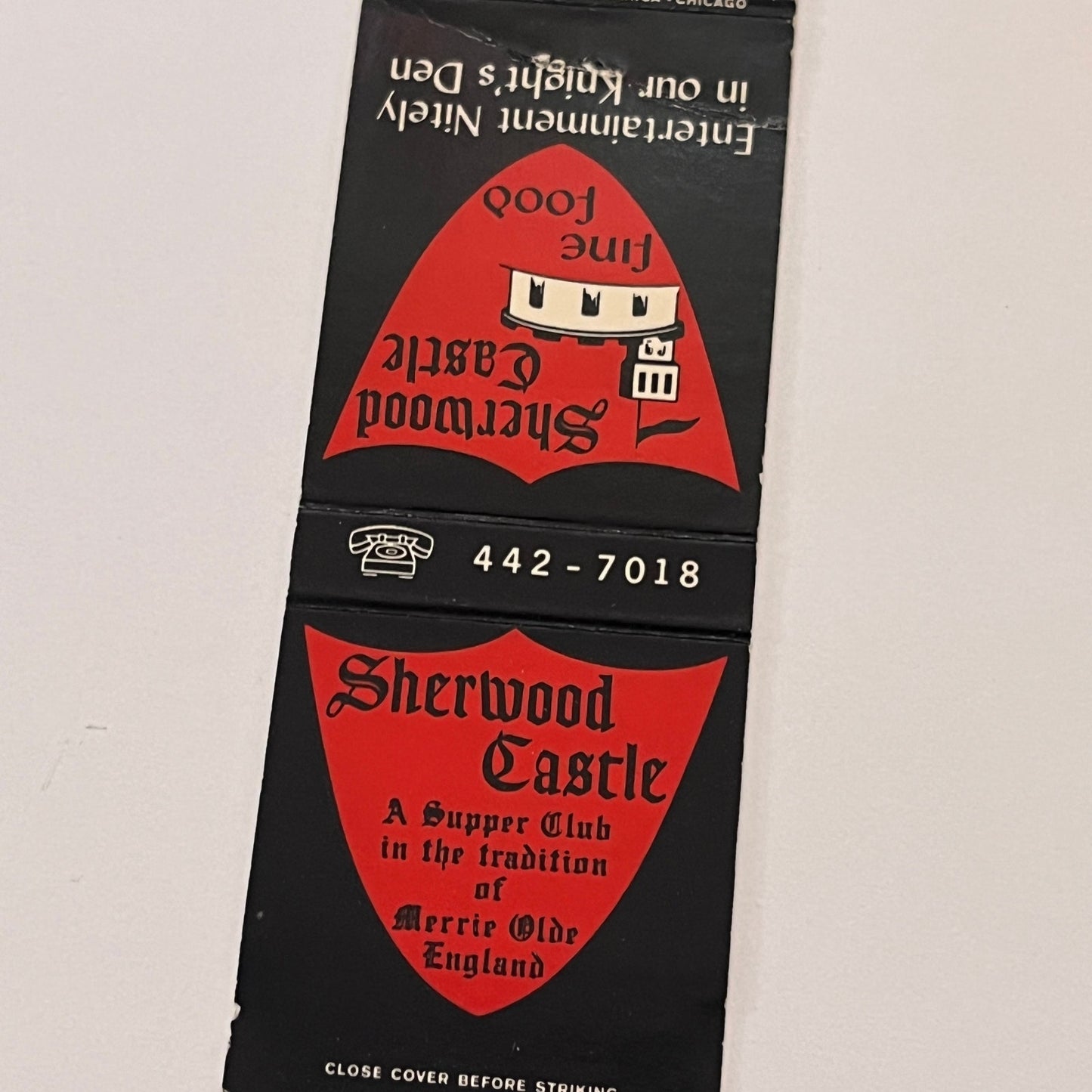 Sherwood Castle Lyons Illinois Vintage Matchbook Cover TB6-MB2-2