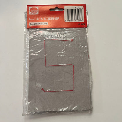 Vintage Christmas Straw Stars (6 STK STRÅ STJERNER) Ornament NEW in Package SD6