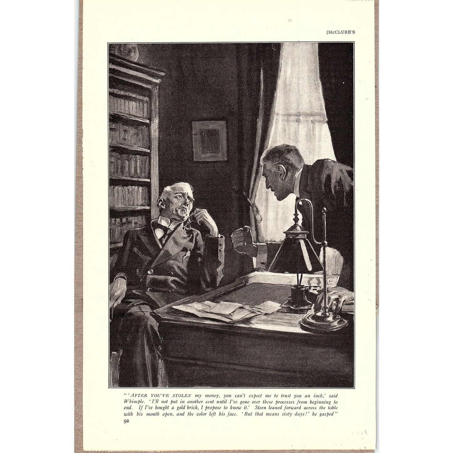 c1910 Alonzo Kimball Illustration Business Men At Desk Vintage Art Print 6x9 V12