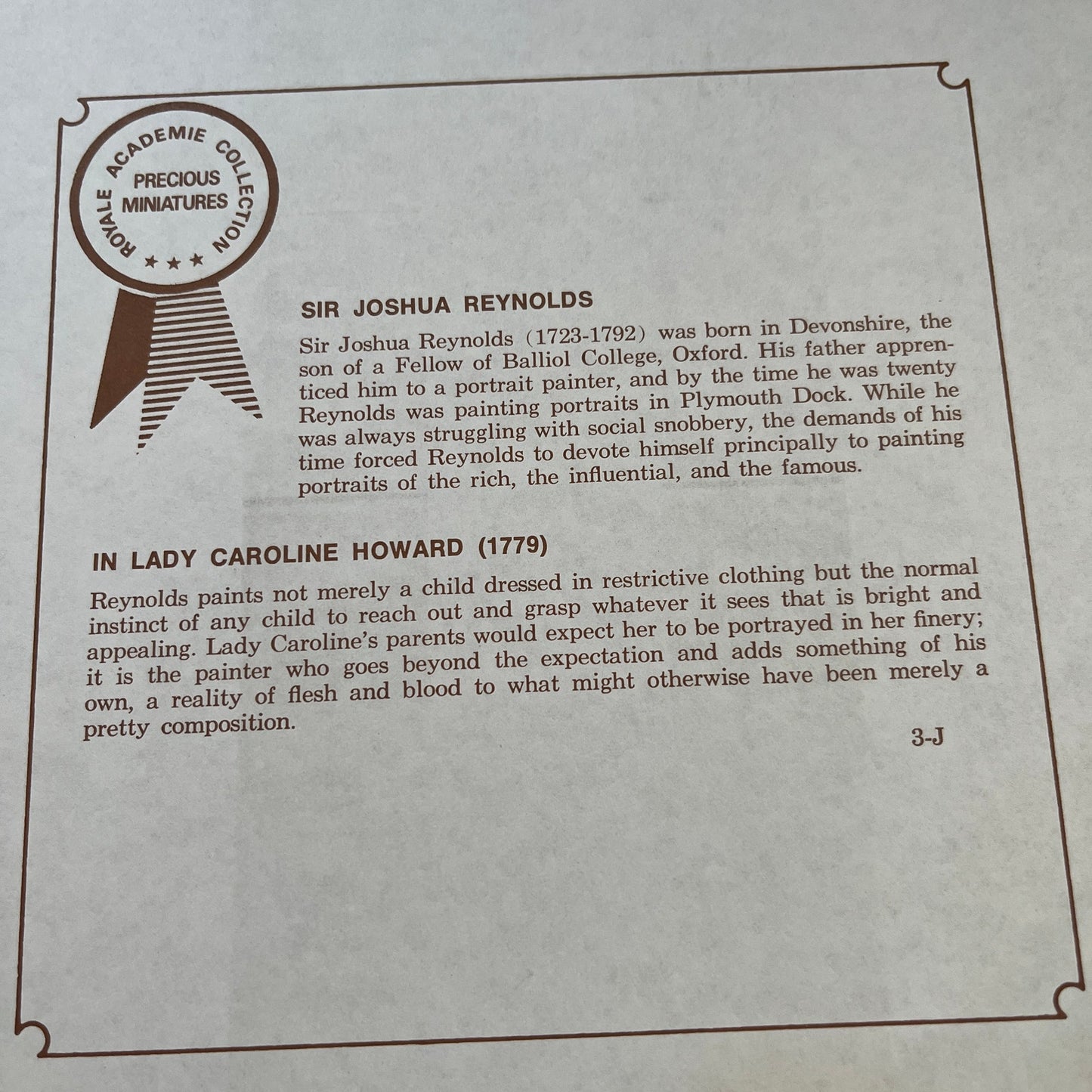 In Lady Caroline Howard - Sir Joshua Reynolds Vintage Art Print 8x10 V5