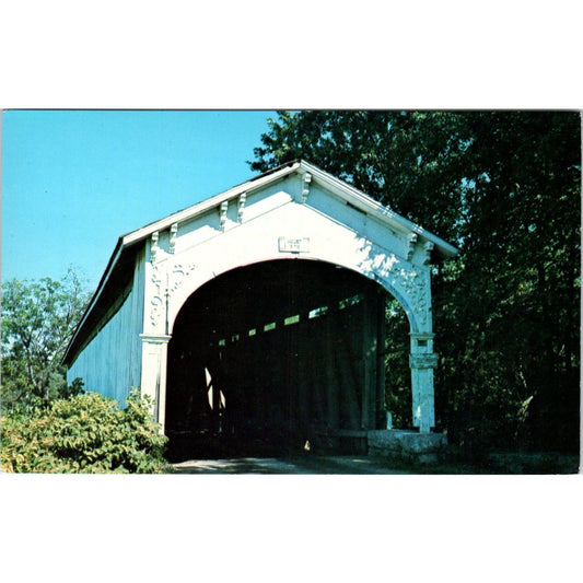 Shelby County Lewis Creek Bridge Indiana Vintage Covered Bridge Postcard PC16