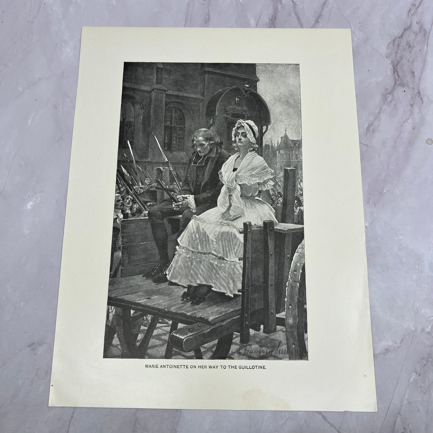 Marie Antoinette on Her Way to the Guillotine 8.5x11.5" Engraving Art Print V20