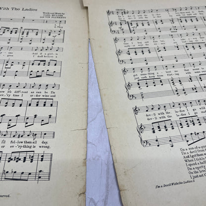 1918 I'm a Devil With The Ladies Carl Muller Vin Plunkett Sheet Music Ti5