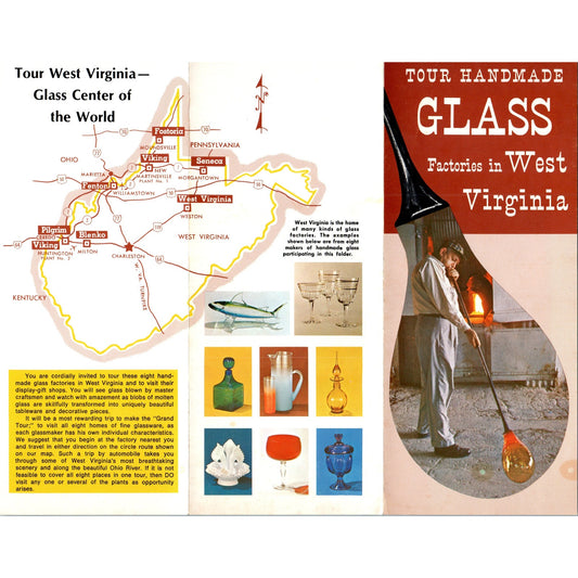 1950s Tour Handmade Glass Factories in West Virginia Travel Brochure TJ5-TB