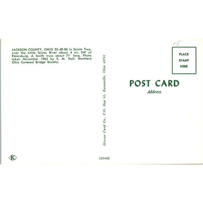 Little Scioto River Jackson County Ohio Covered Bridge Postcard PC2